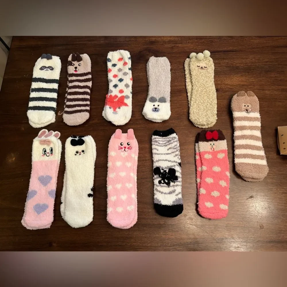 CUTE ANIMAL Christmas Socks Gift Boxes, 3D Fluffy Thick Warm Winter Socks